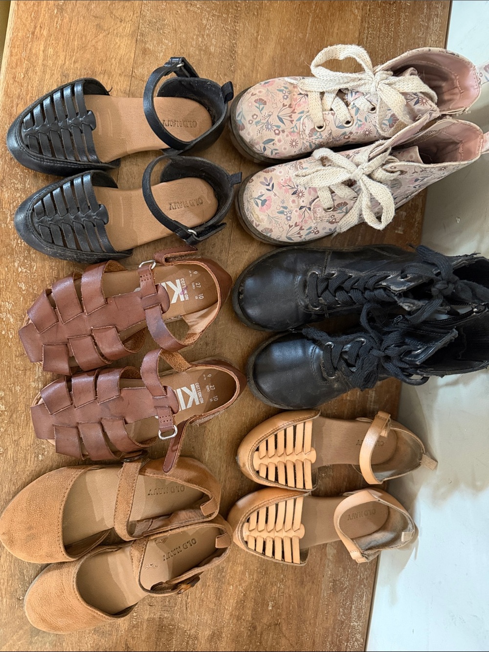 Lot of toddler, size 9 girls, sandals, and boots